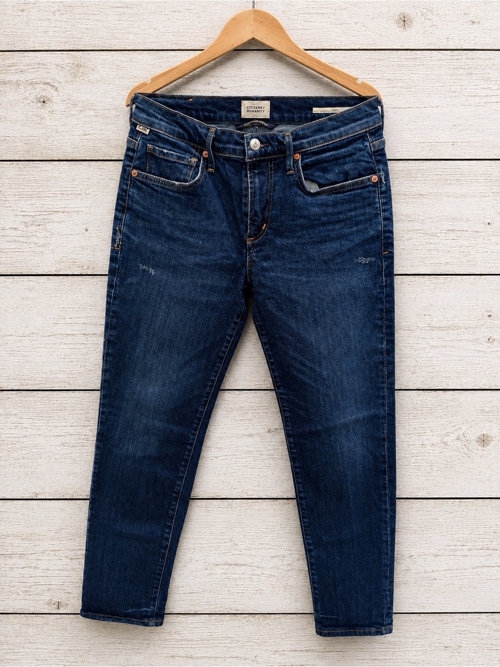 Citizens Of Humanity Dark Blue Cropped Slim Jeans